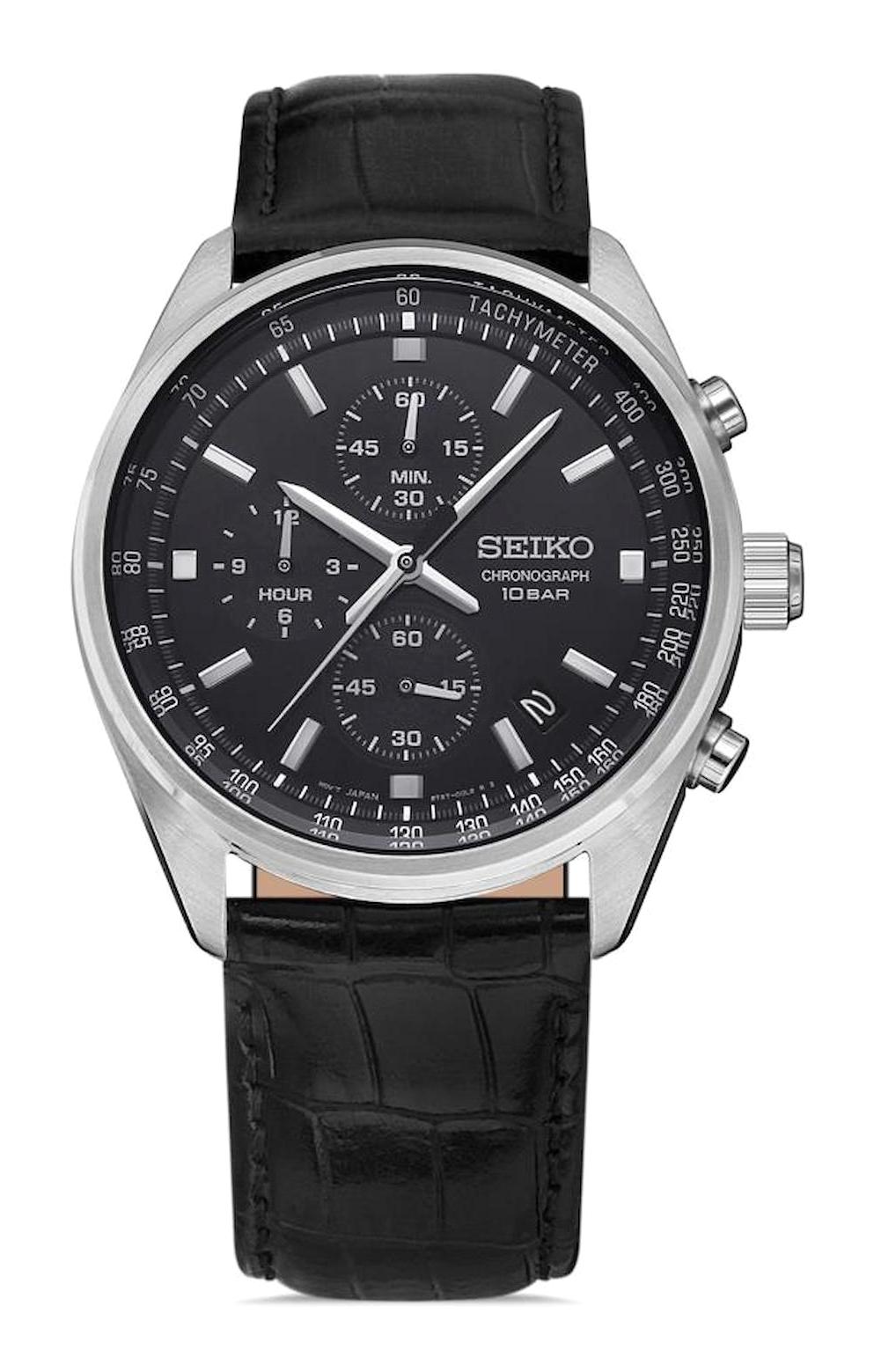 Seiko SSB379P2 Takvimli 41 mm Siyah Deri Kordon Analog Erkek Kol Saati