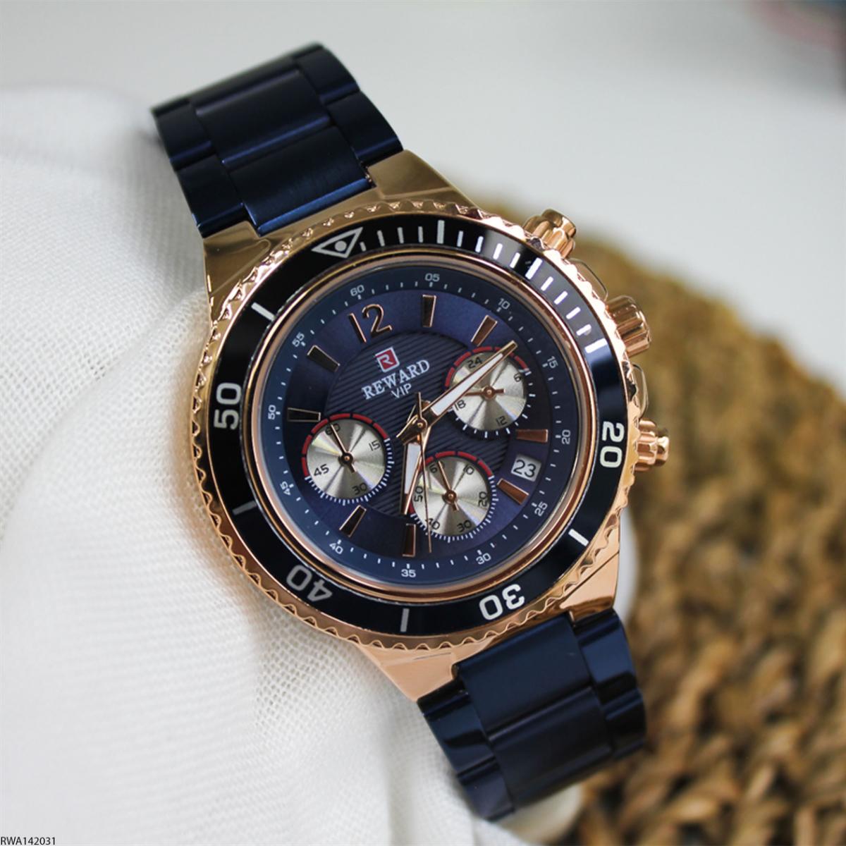 Reward RWA142031 Takvimli 44 mm Lacivert Metal Kordon Analog Erkek Kol Saati