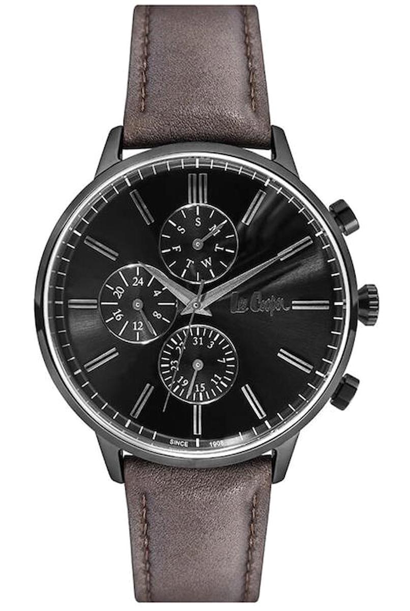 Lee Cooper LC06970.062 Takvimli Kahverengi Deri Kordon Analog Kol Saati