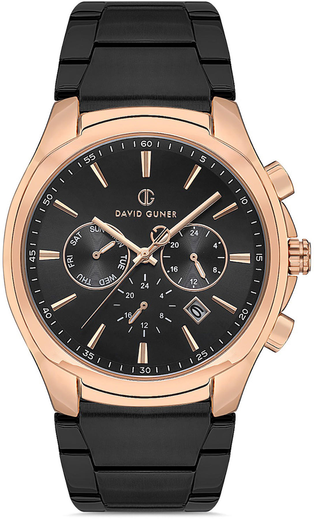 David Guner DG-8395GA-R2 Takvimli 42 mm Siyah Çelik Kordon Analog Kol Saati