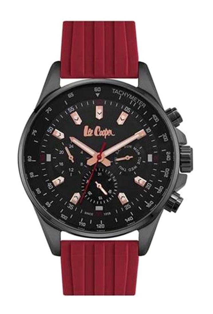Lee Cooper LC06977.068 Takvimli 47 mm Kırmızı Silikon Kordon Analog Kol Saati