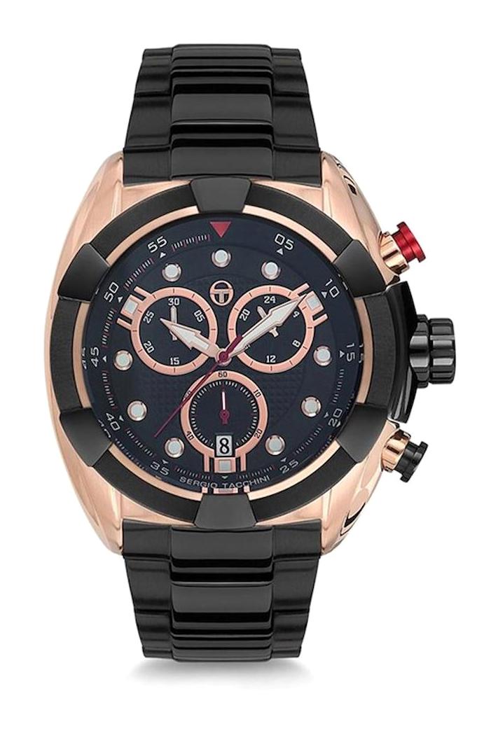 Sergio Tacchini ST.5.110.01 Takvimli Siyah Çelik Kordon Analog Erkek Kol Saati