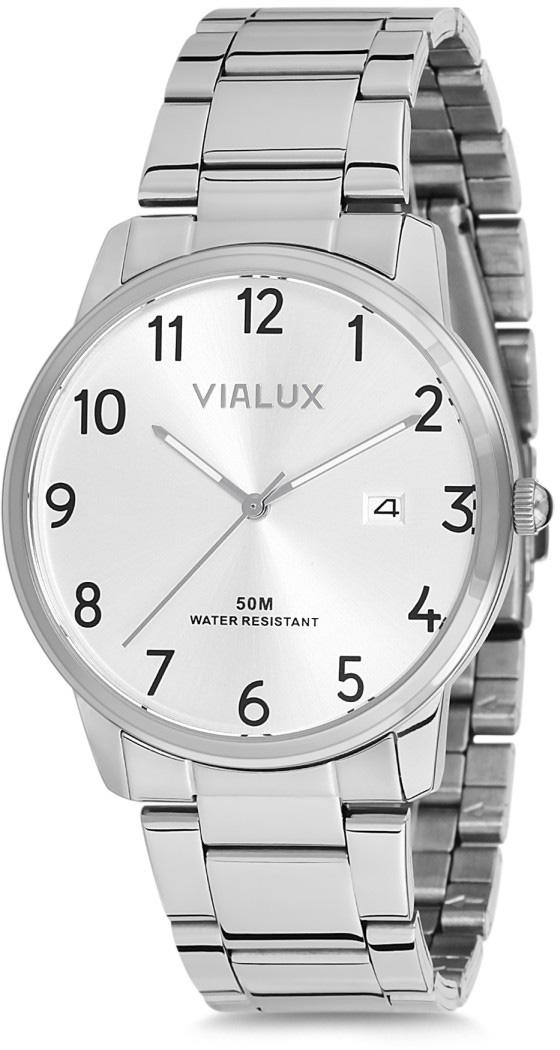 Vialux AS514S-02SB Takvimli 41 mm Çelik Kordon Analog Kol Saati
