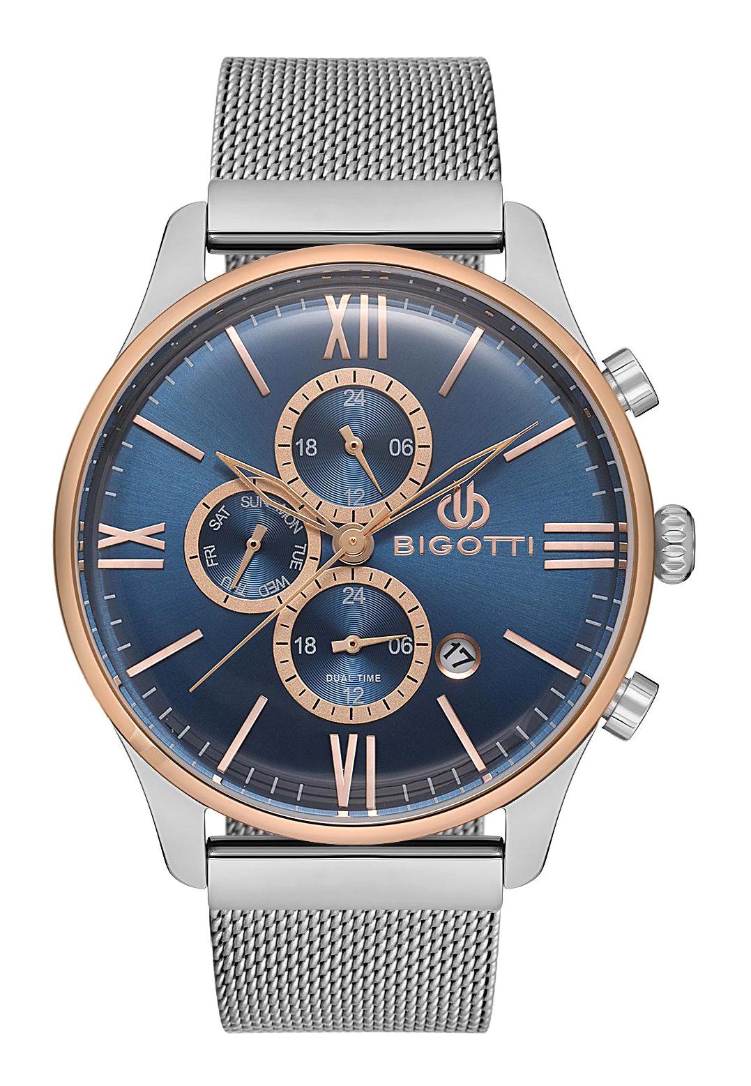 Bigotti BG.1.10277.2 Takvimli 44 mm Çelik-Hasır Kordon Analog Erkek Kol Saati