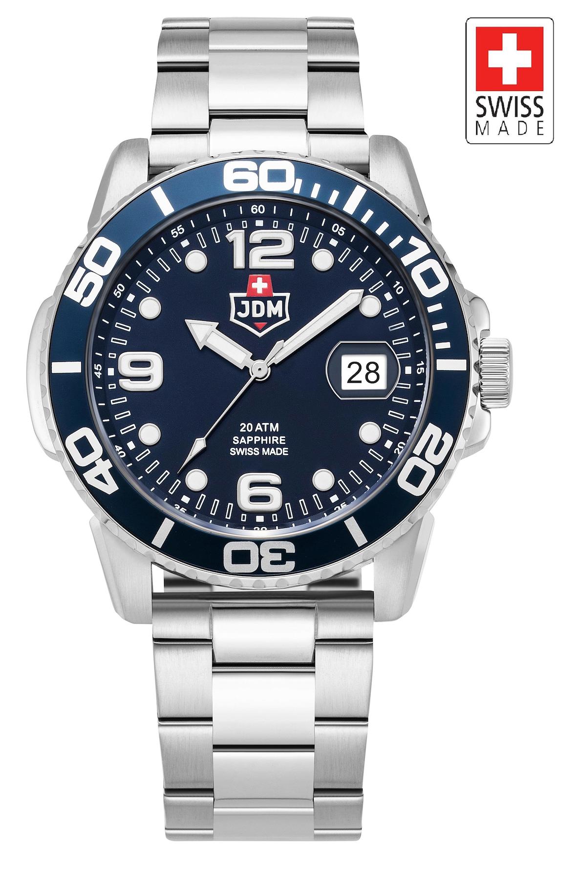 Jdm Military Sapphire JDM-WG020-03 Takvimli 44 mm Çelik Kordon Analog Erkek Kol Saati