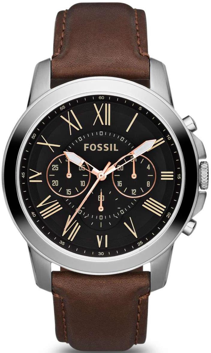 Fossil FS4813IE Takvimli 44 mm Kahverengi Deri Kordon Analog Erkek Kol Saati