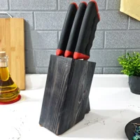 Lazbisa Soft Grip 6 Parça Mutfak Bıçak Seti Stant Et Ekmek Sebze Meyve Bıçak ( Abs Kaymaz Sap )