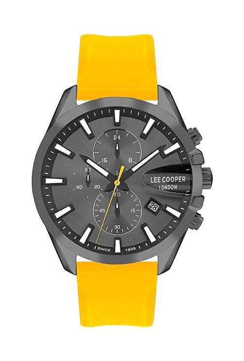 Lee Cooper LC07522.066 Takvimli 44 mm Sarı Silikon Kordon Analog Erkek Kol Saati