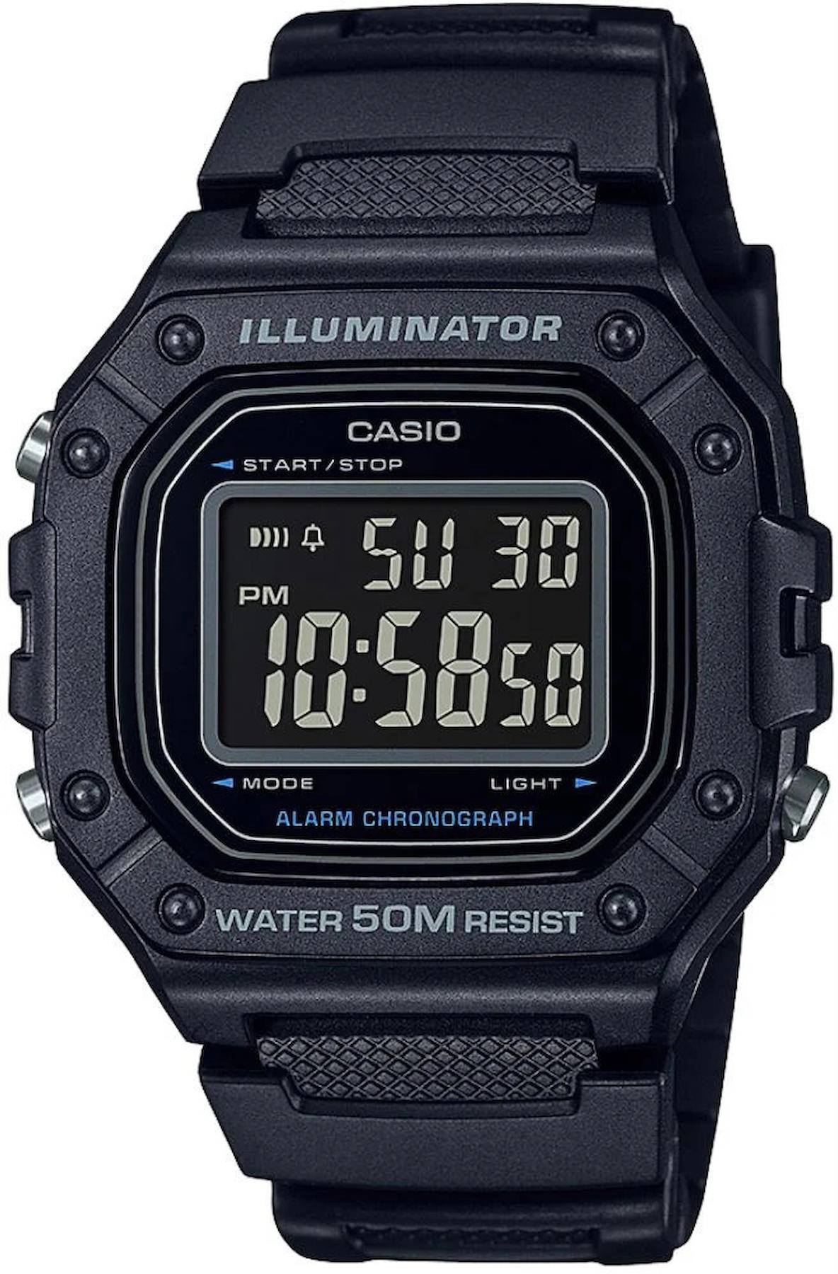 Casio W-218H-1BVDF Takvimli 43 mm Siyah Plastik Kordon Dijital Erkek Kol Saati