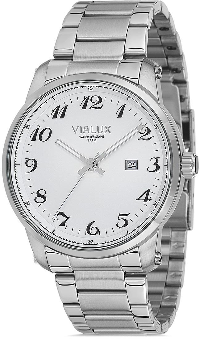 Vialux AS527S-01SS Takvimli 42.5 mm Çelik Kordon Analog Kol Saati