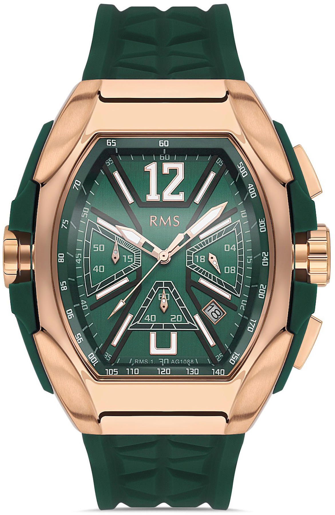 Romanson RMS.1.AG1088.06 Takvimli 41 mm Yeşil Silikon Kordon Analog Kol Saati