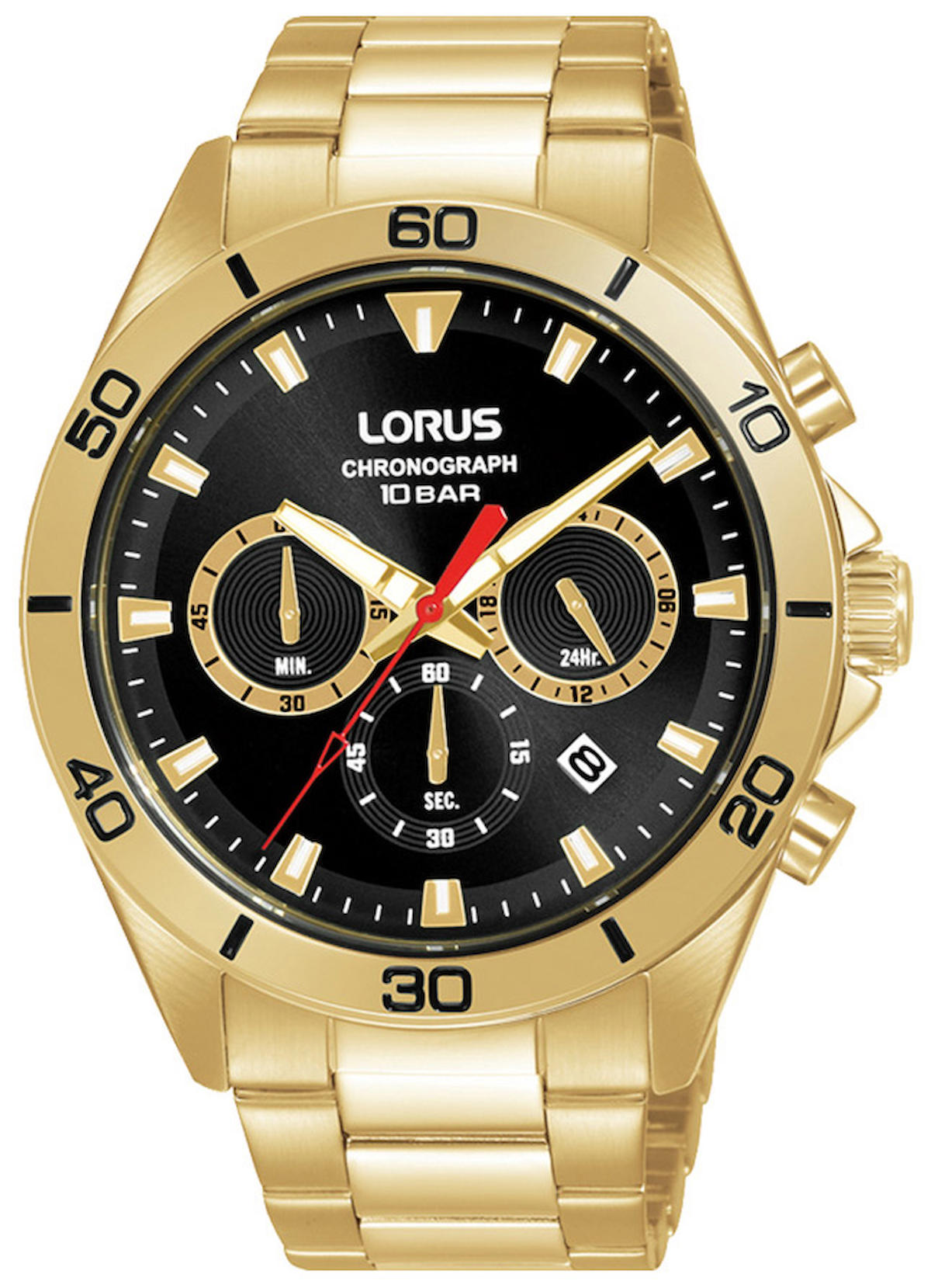 Lorus RT340KX9 Takvimli Altın Çelik Kordon Analog Erkek Kol Saati