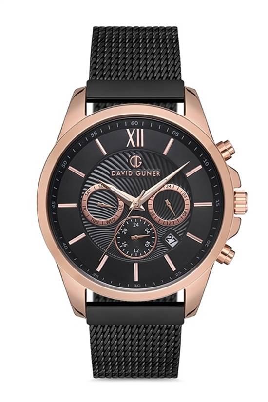 David Guner DG-8215GC-R2 Takvimli 42 mm Siyah Çelik Kordon Analog Kol Saati