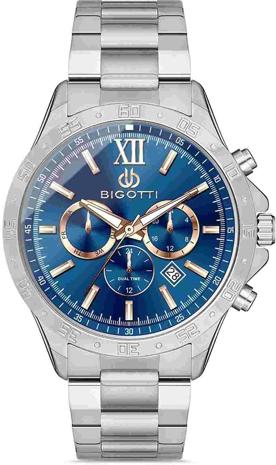Bigotti BG.1.10245.1 Takvimli 44 mm Çelik Kordon Analog Kol Saati