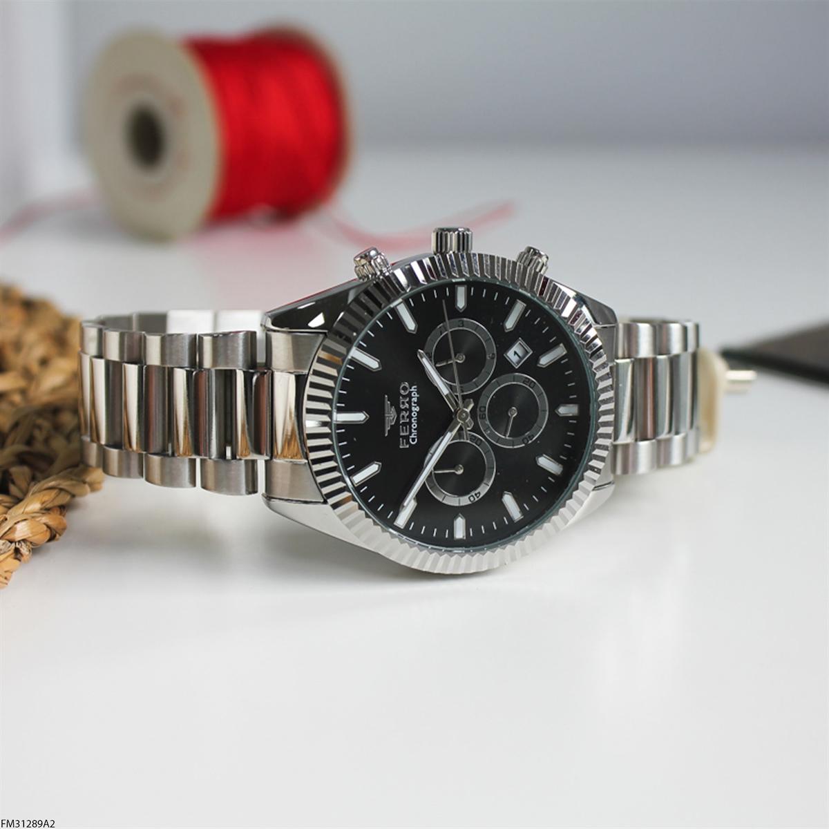 Ferro FM31289A2 Takvimli 43 mm Çelik Kordon Analog Erkek Kol Saati