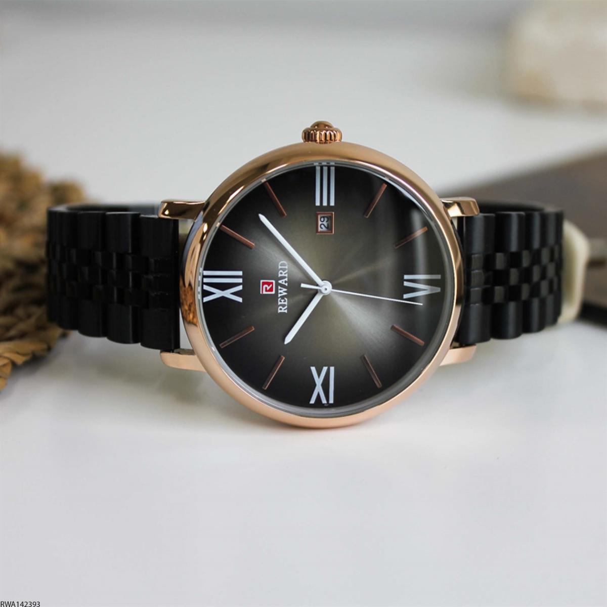 Reward RWA142393 Takvimli 44 mm Siyah Metal Kordon Analog Erkek Kol Saati