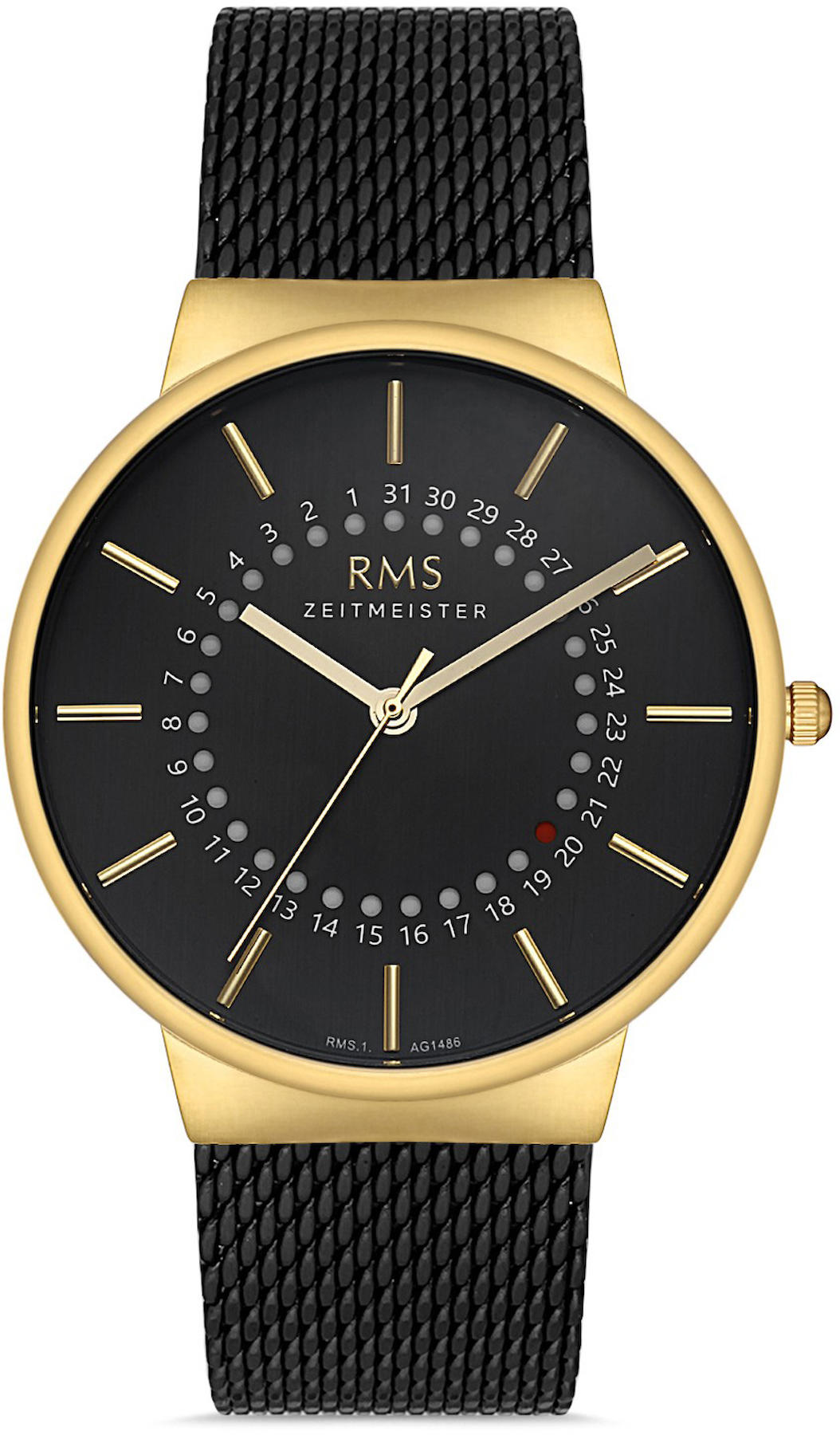 Romanson RMS.1.AG1486.05 Takvimli 41 mm Siyah Çelik Kordon Analog Kol Saati
