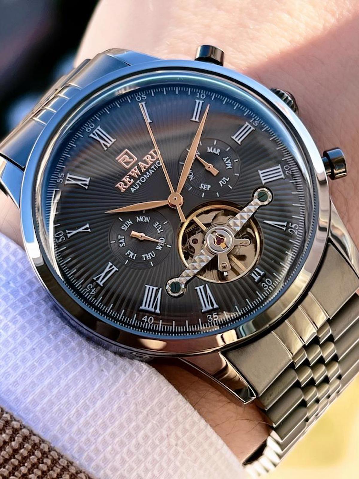 Reward EA.144380 Takvimli 45 mm Siyah Çelik Kordon Analog Erkek Kol Saati
