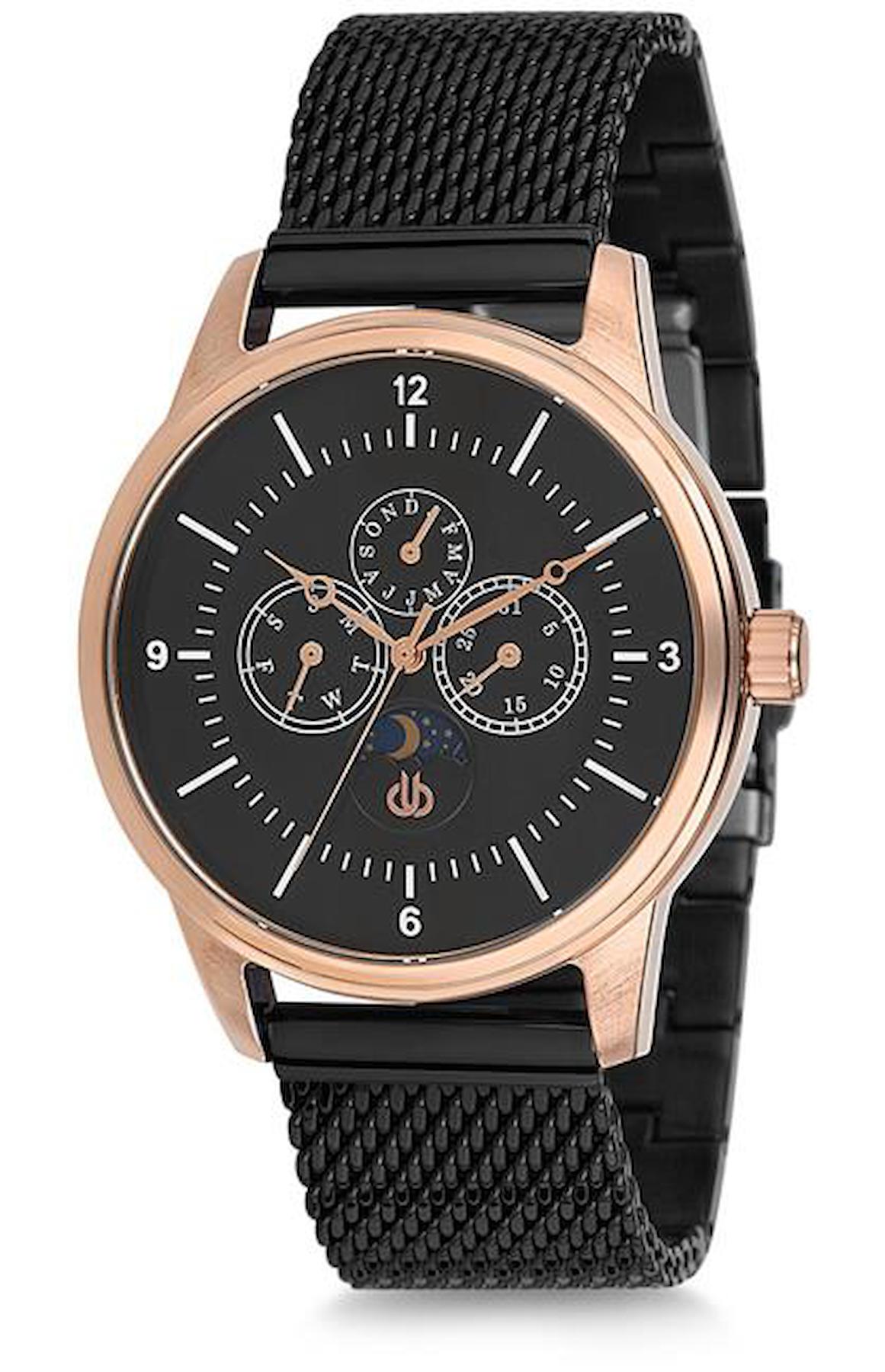 Bigotti BGT01294D-04 Takvimli 44 mm Siyah Çelik-Hasır Kordon Analog Erkek Kol Saati