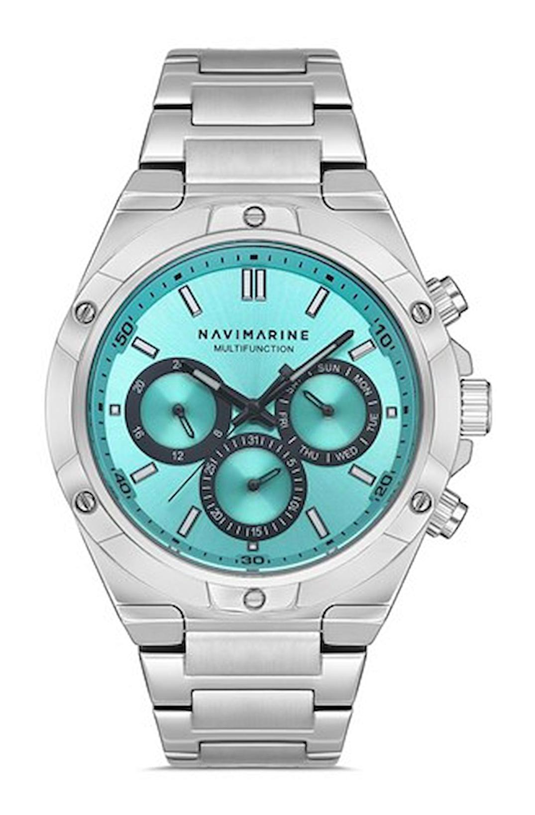 Navimarine NM108-10 Takvimli 46 mm Çelik Kordon Analog Kol Saati