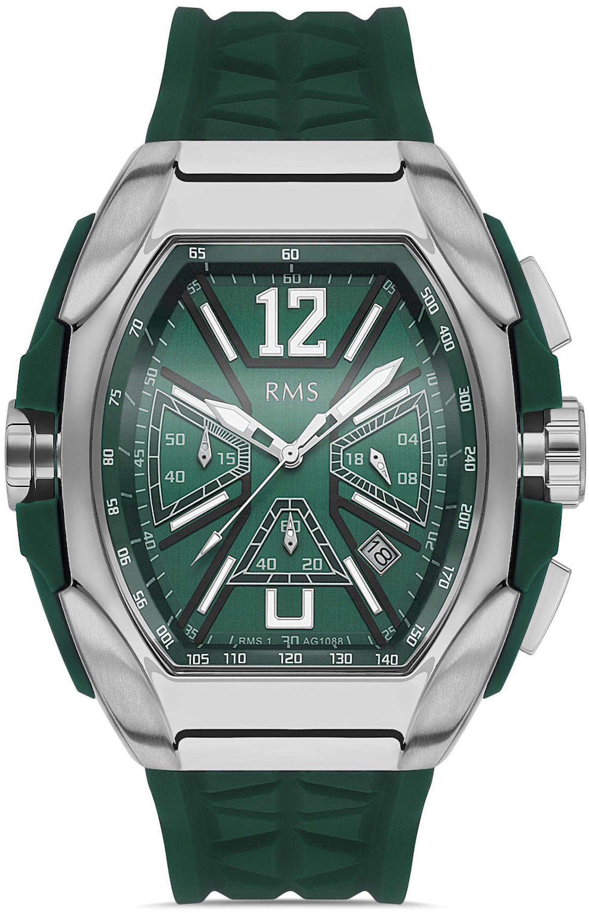 Romanson RMS.1.AG1088.10 Takvimli 41 mm Yeşil Silikon Kordon Analog Kol Saati