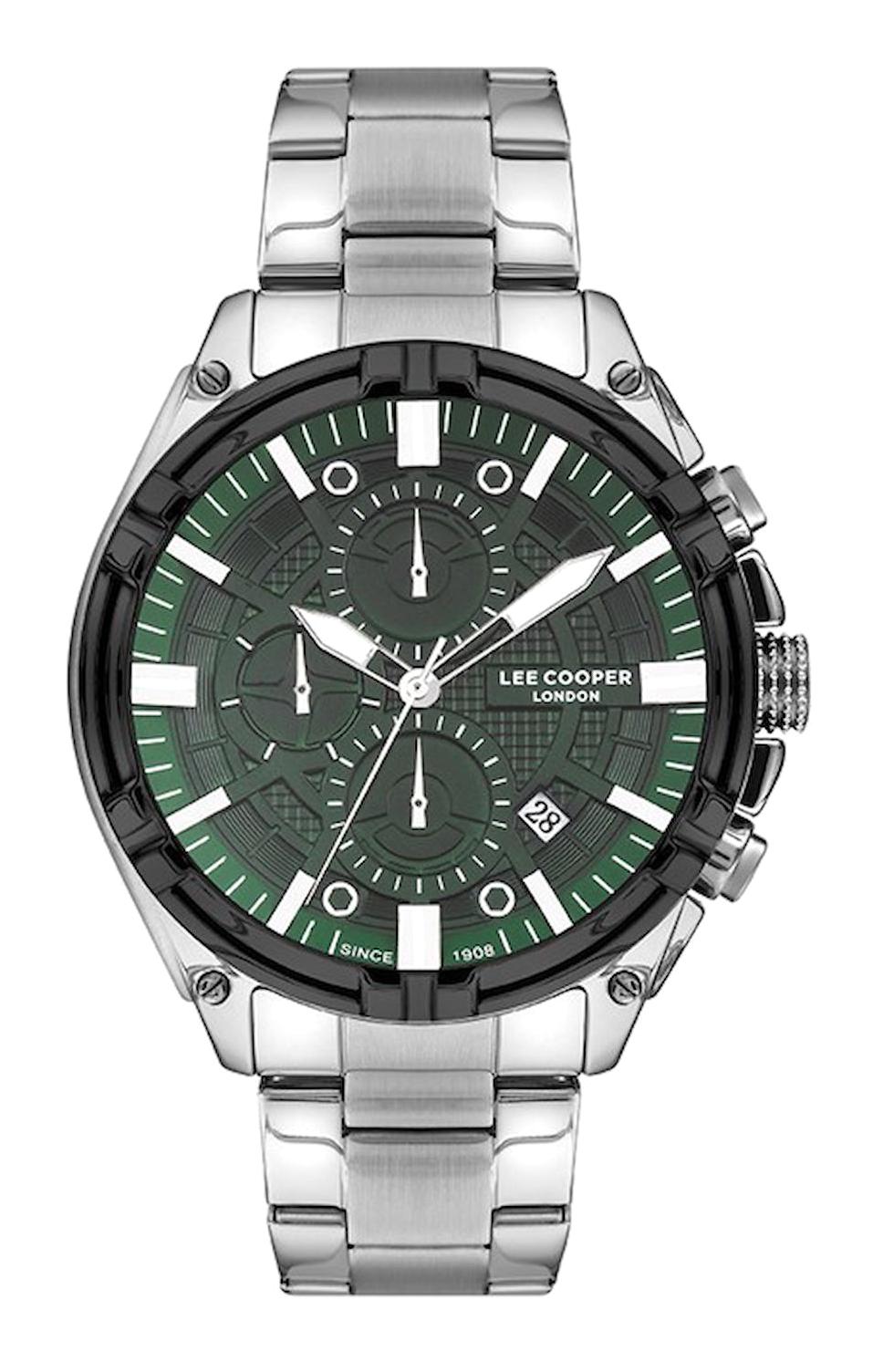 Lee Cooper LC07546.370-NM Takvimli 45 mm Yeşil Çelik Kordon Analog Erkek Kol Saati