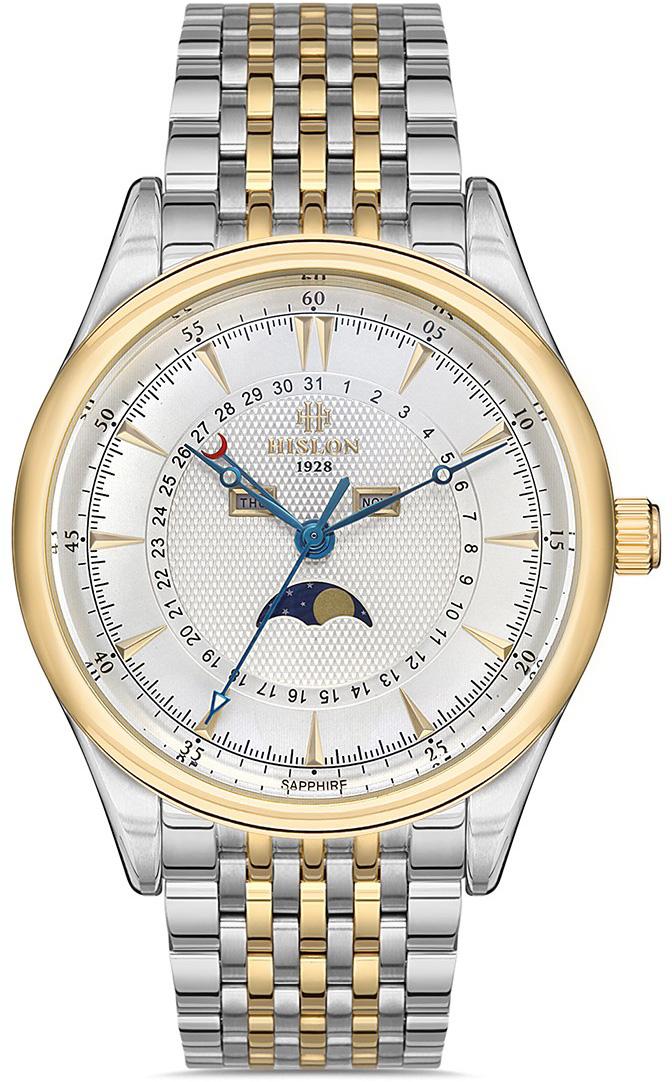 Hislon TM101T-02SG Takvimli 44 mm Altın-Çelik Kordon Analog Erkek Kol Saati