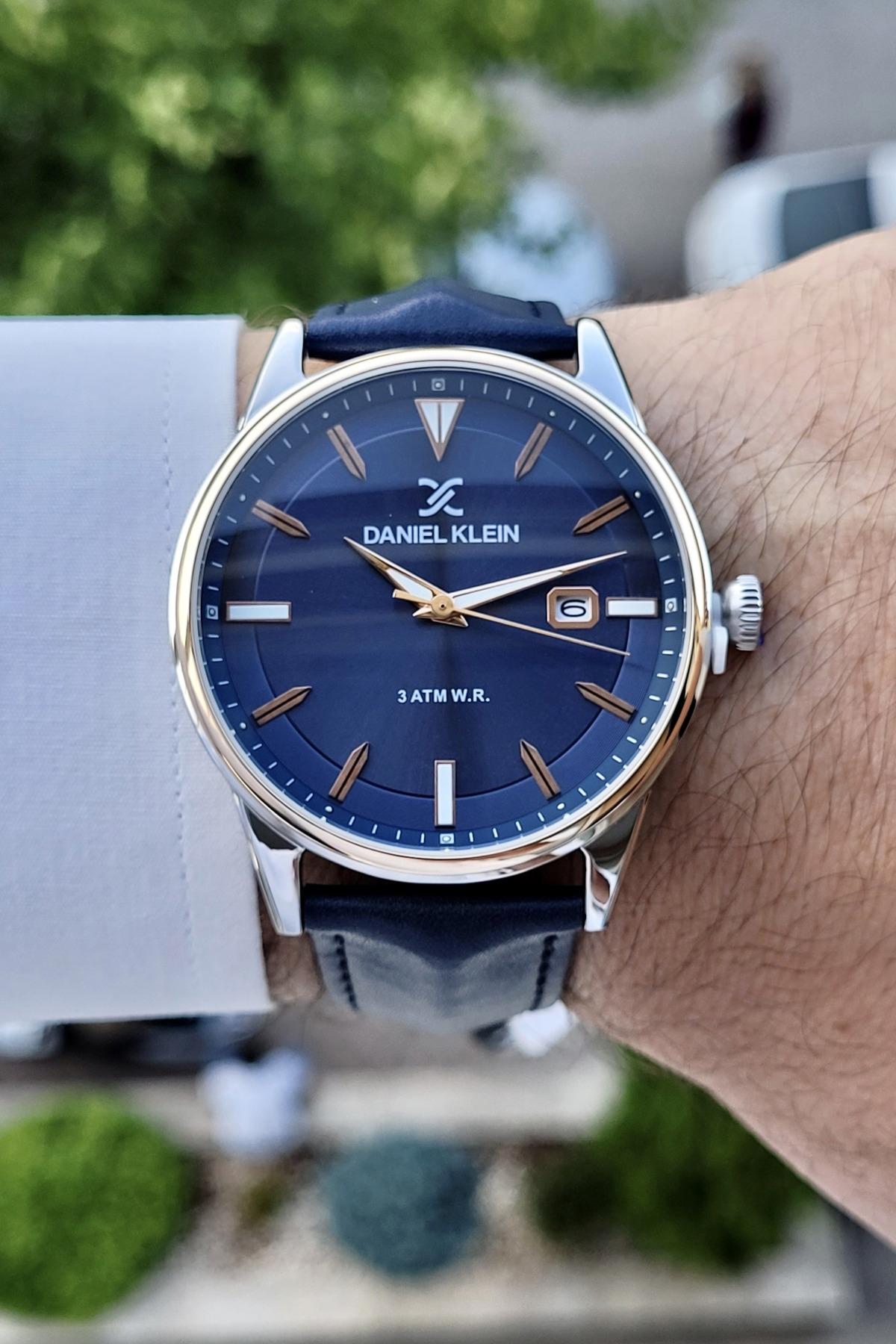 Daniel Klein DKISTE168 Takvimli 42 mm Lacivert Deri Kordon Analog Erkek Kol Saati