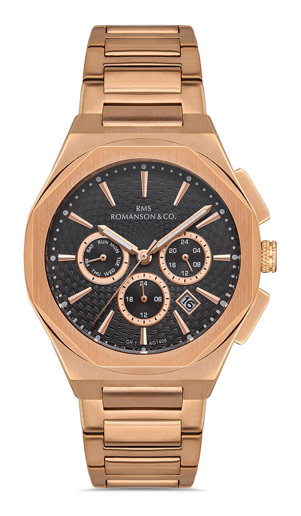 Romanson GR.1.AG1406.10 Takvimli Rose Gold Çelik Kordon Analog Erkek Kol Saati