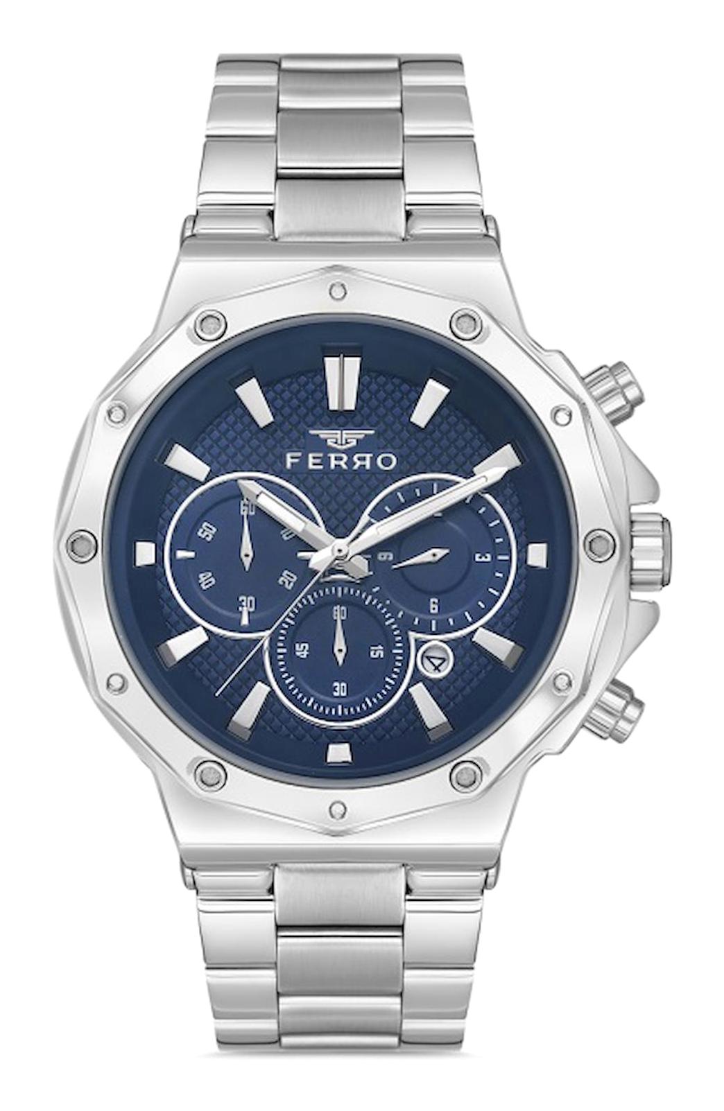 Ferro FM31365A-A3 Takvimli 44 mm Metal Kordon Analog Erkek Kol Saati