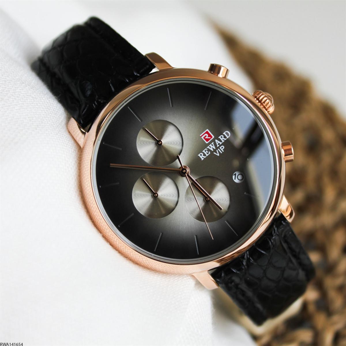 Reward RWA141654 Takvimli 44 mm Siyah Metal Kordon Analog Erkek Kol Saati