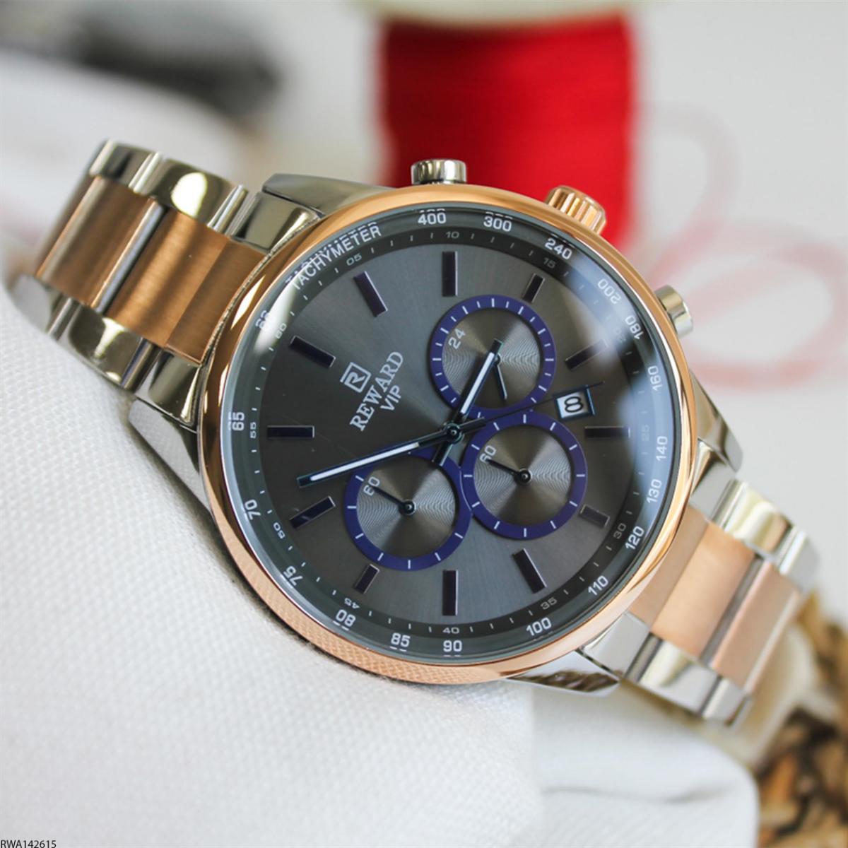 Reward RWA142615 Takvimli 45 mm Gri-Rose Gold Metal Kordon Analog Erkek Kol Saati