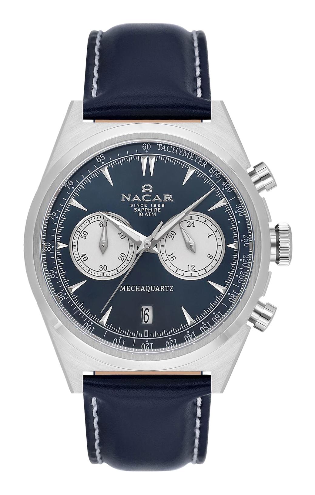 Nacar 38299021ALL3 Takvimli 44 mm Lacivert Çelik Kordon Analog Kol Saati