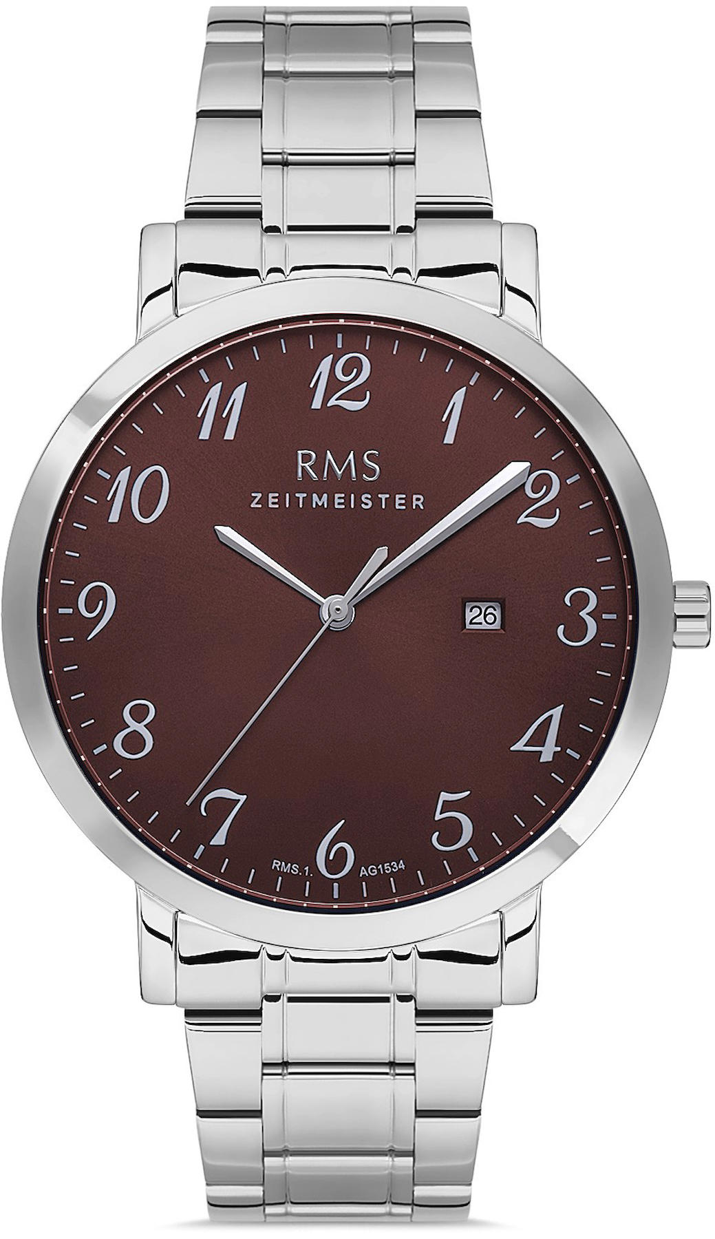 Romanson RMS.1.AG1534.12 Takvimli 42 mm Çelik Kordon Analog Kol Saati