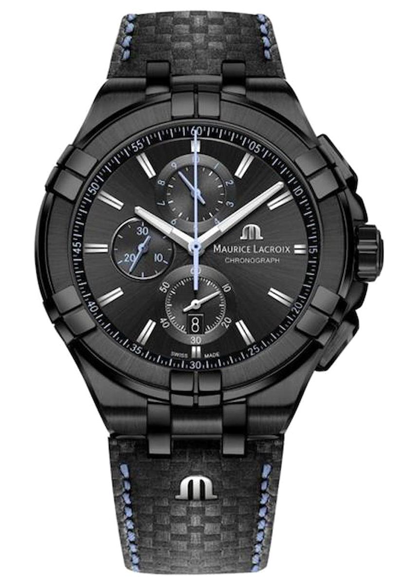 Maurice Lacroix ML-AI1018PVB01337-1 Takvimli 44 mm Siyah Deri Kordon Analog Erkek Kol Saati