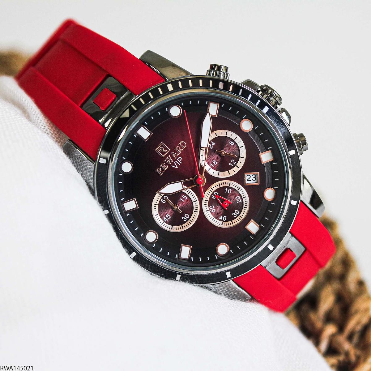 Reward RWA145021 Takvimli 45 mm Kırmızı Silikon Kordon Analog Erkek Kol Saati