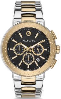 Pacomarine PM.61107.07 Takvimli 44 mm Altın-Çelik Kordon Analog Kol Saati
