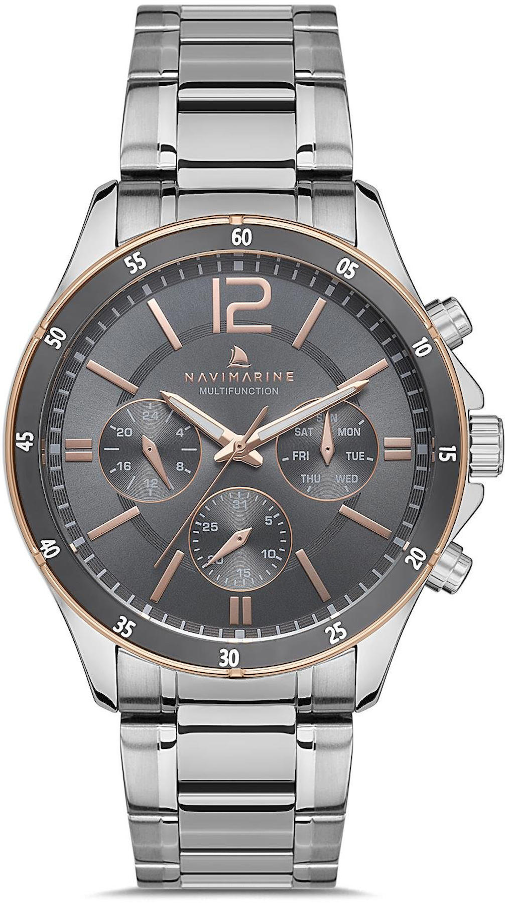 Navimarine NM129-04 Takvimli 45 mm Çelik Kordon Analog Kol Saati