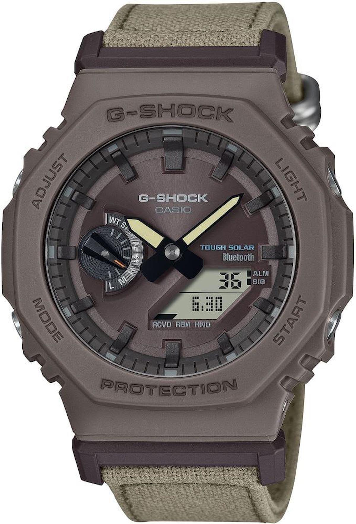 Casio GA-B2100CT-5ADR Takvimli Kahverengi Kumaş Kordon Analog Kol Saati