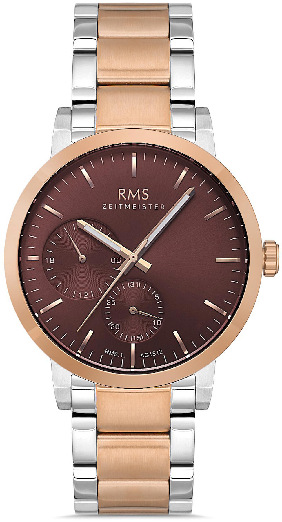 Romanson RMS.1.AG1512.09 Takvimli 42 mm Gri-Rose Gold Çelik Kordon Analog Kol Saati