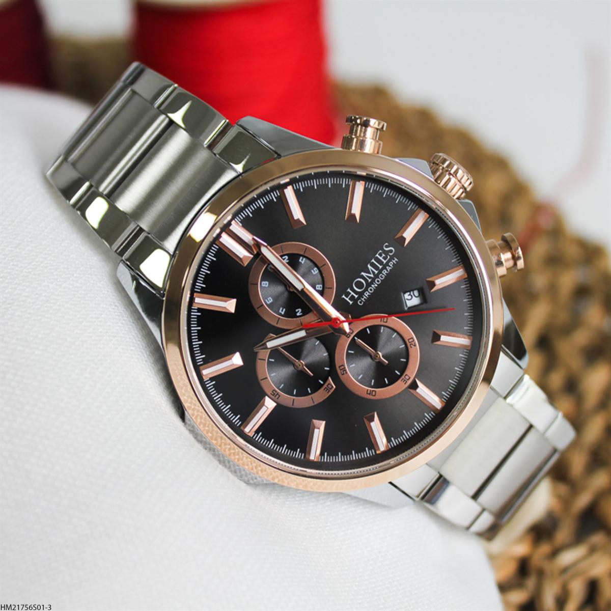 Homies HM21756S01-3 Pusulalı Takvimli Çelik Kordon Analog Erkek Kol Saati