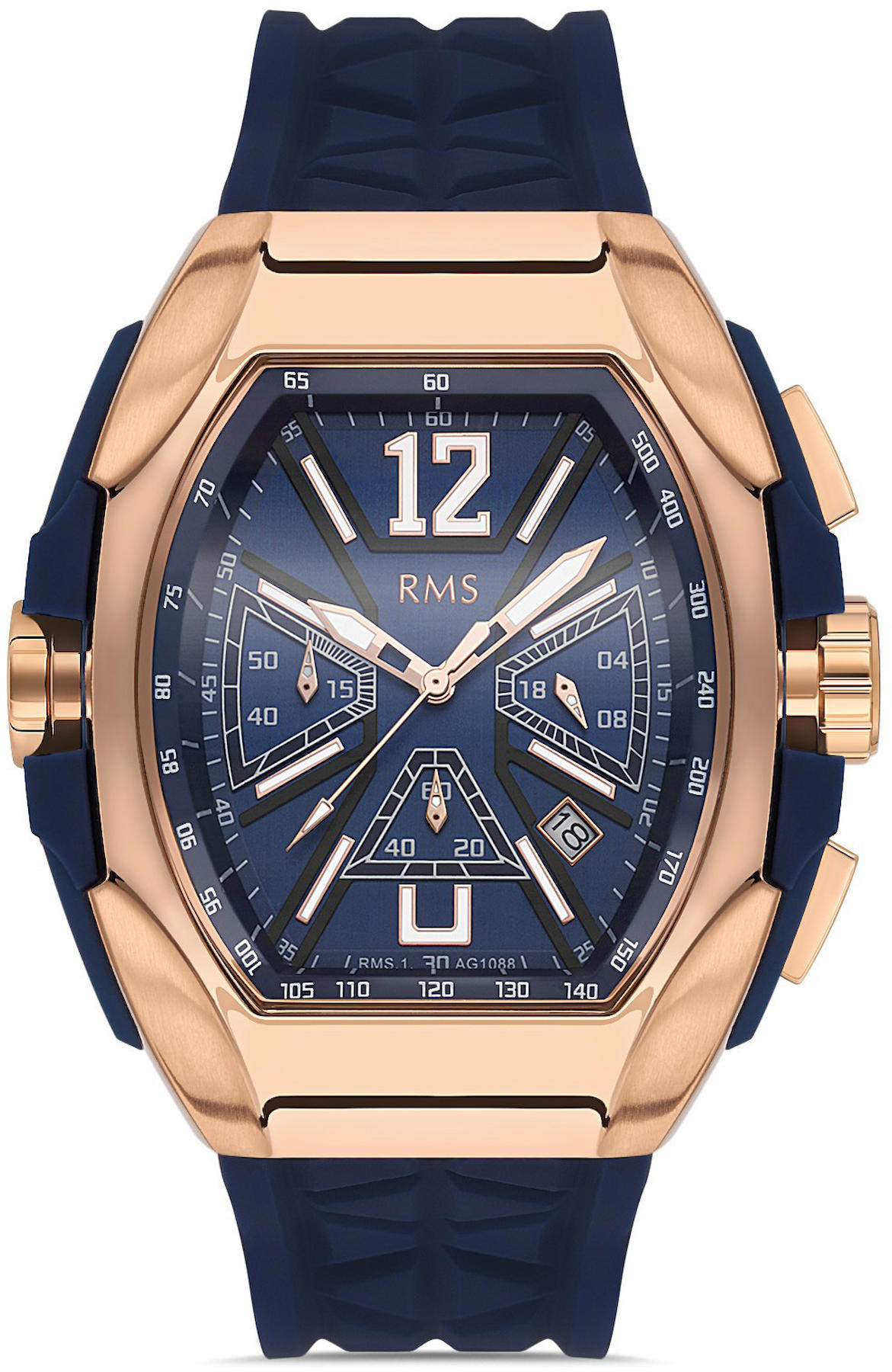 Romanson RMS.1.AG1088.01 Takvimli 41 mm Lacivert Silikon Kordon Analog Kol Saati