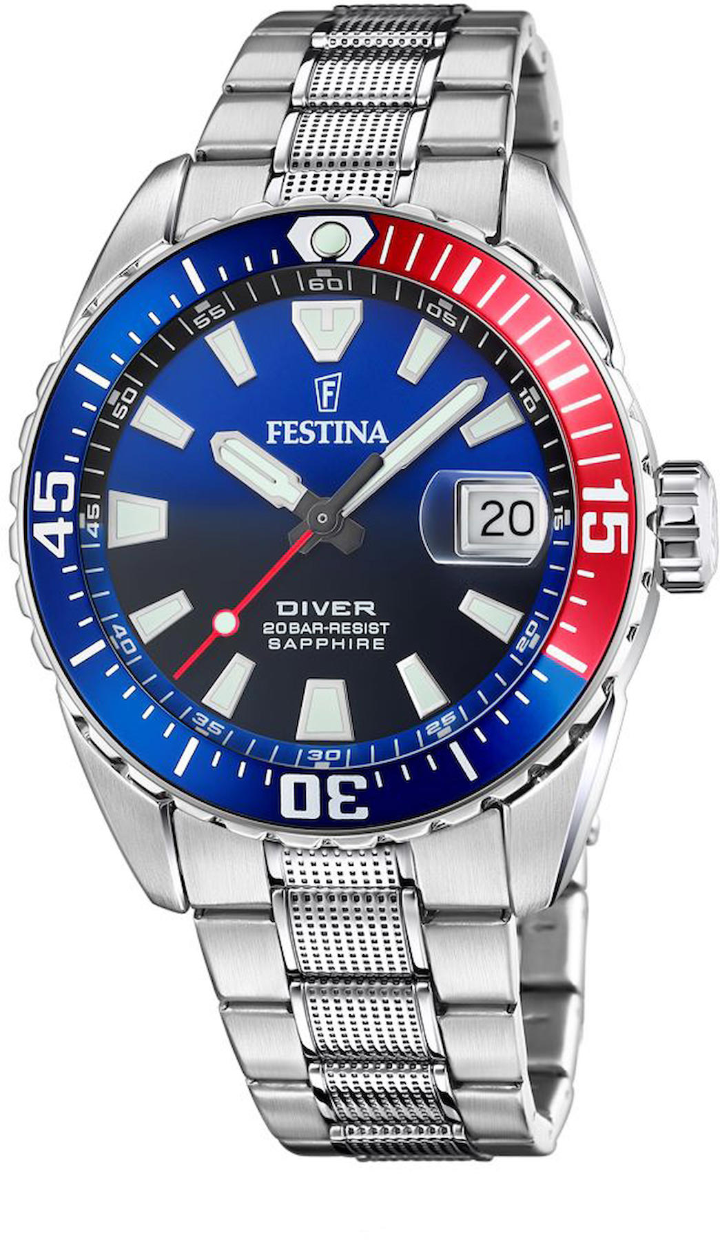 Festina F20669-4 Takvimli 41 mm Çelik Kordon Analog Kol Saati