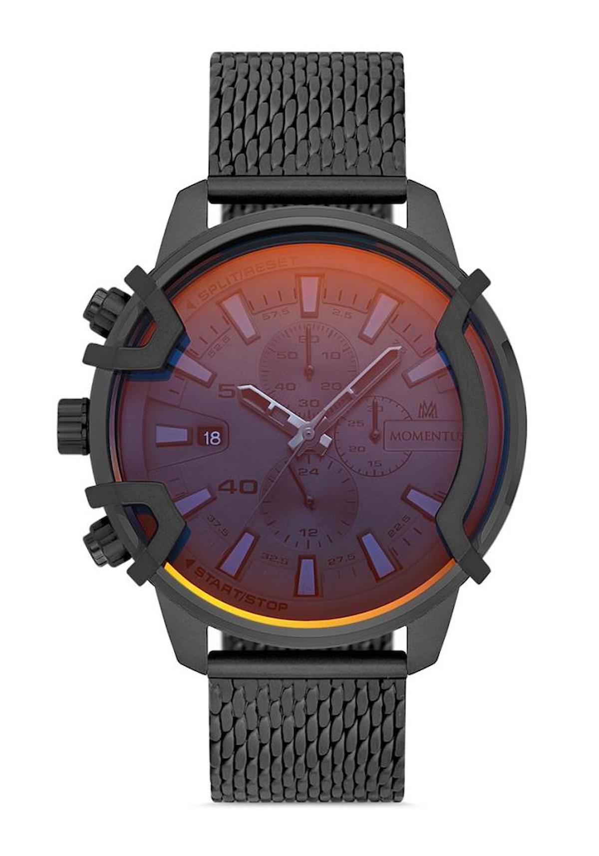 Momentus SM364N-05SX Takvimli 44 mm Füme Metal Kordon Analog Erkek Kol Saati