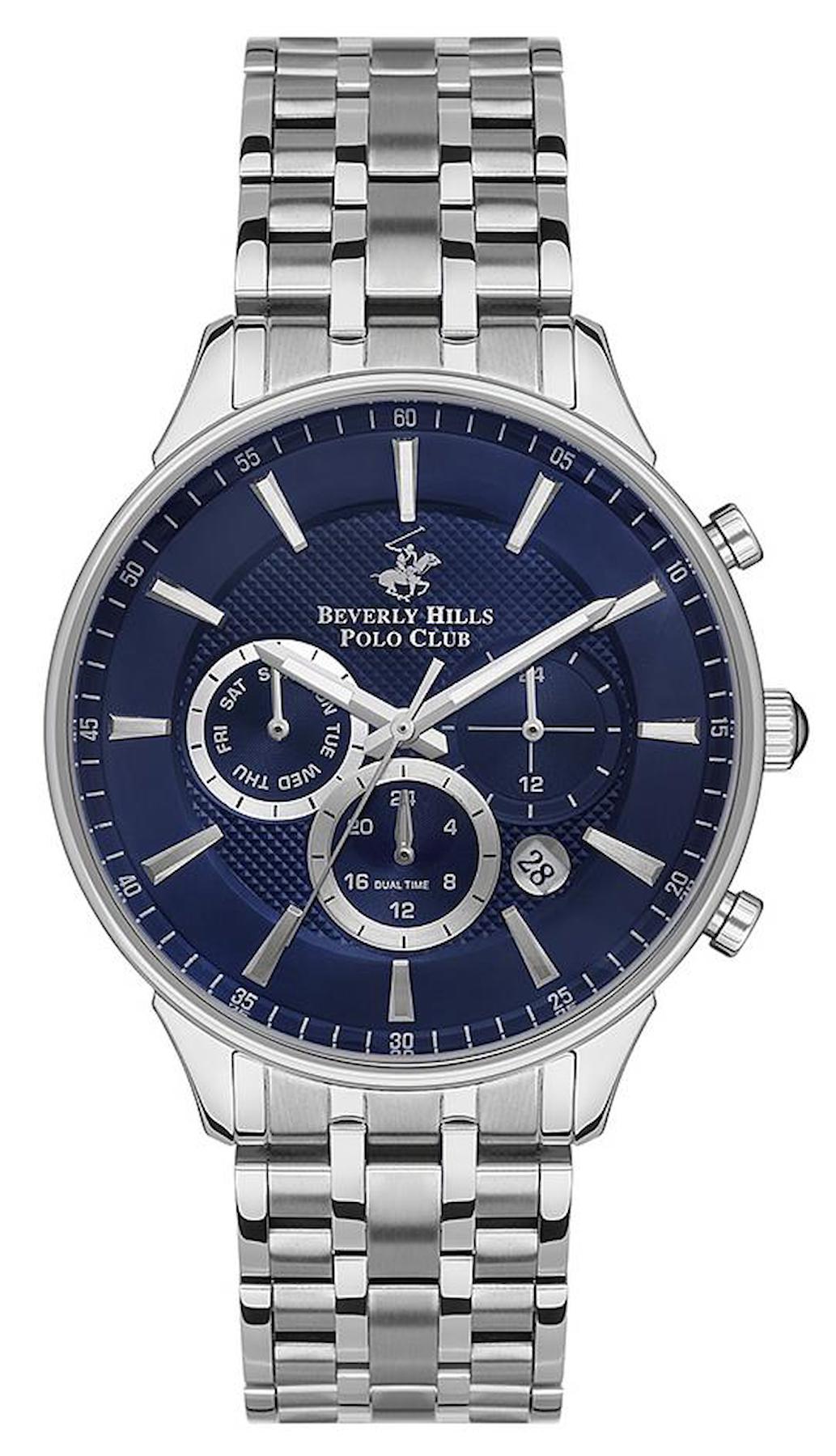 Beverly Hills Polo Club BP3346X390 Takvimli 44 mm Çelik Kordon Analog Erkek Kol Saati