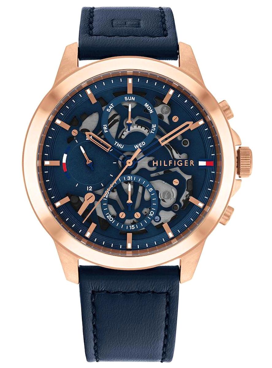 Tommy Hilfiger TH1710475 Takvimli 42 mm Lacivert Deri Kordon Analog Erkek Kol Saati