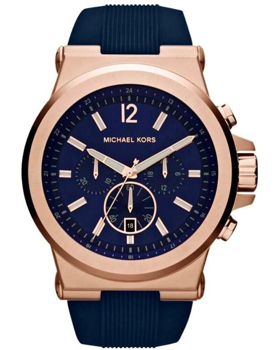 Michael Kors MK8295 Takvimli 44 mm Lacivert Silikon Kordon Analog Erkek Kol Saati