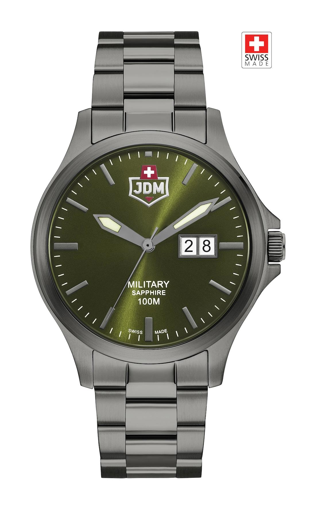 Jdm Military Sapphire JDM-WG014-05 Takvimli Füme Çelik Kordon Analog Erkek Kol Saati