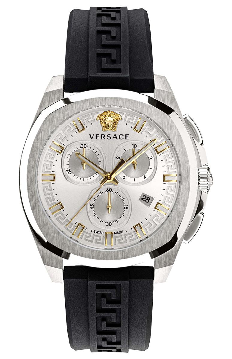 Versace VRSCVE7CA0123 Takvimli 43 mm Siyah Silikon Kordon Analog Erkek Kol Saati