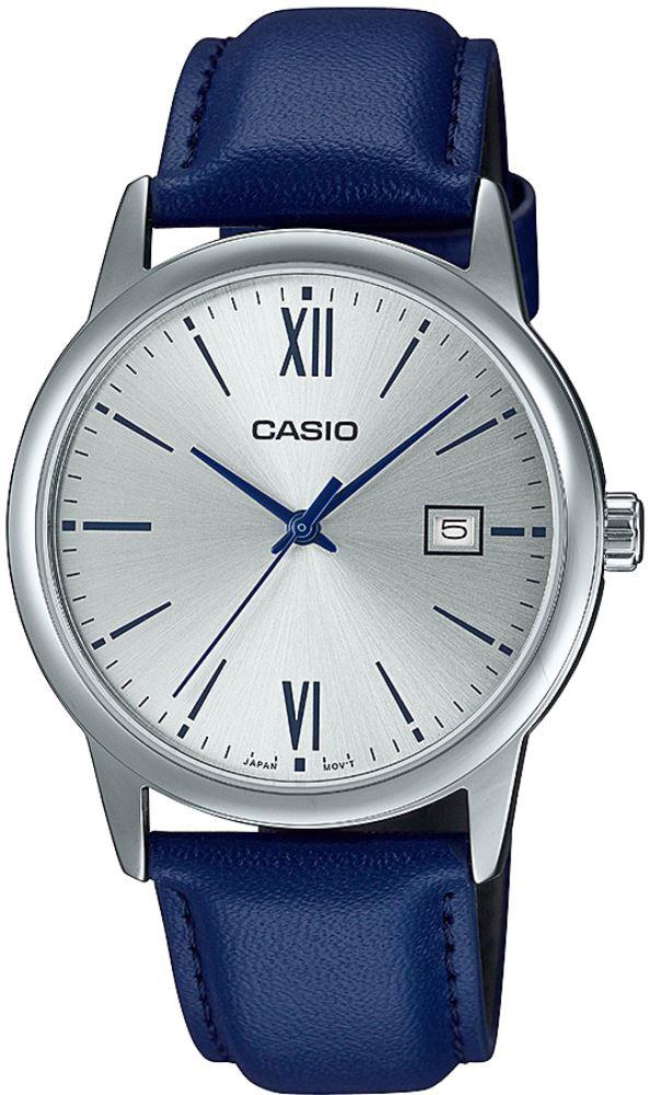 Casio MTP-V002L-2B3UDF Takvimli 36 mm Lacivert Deri Kordon Analog Erkek Kol Saati